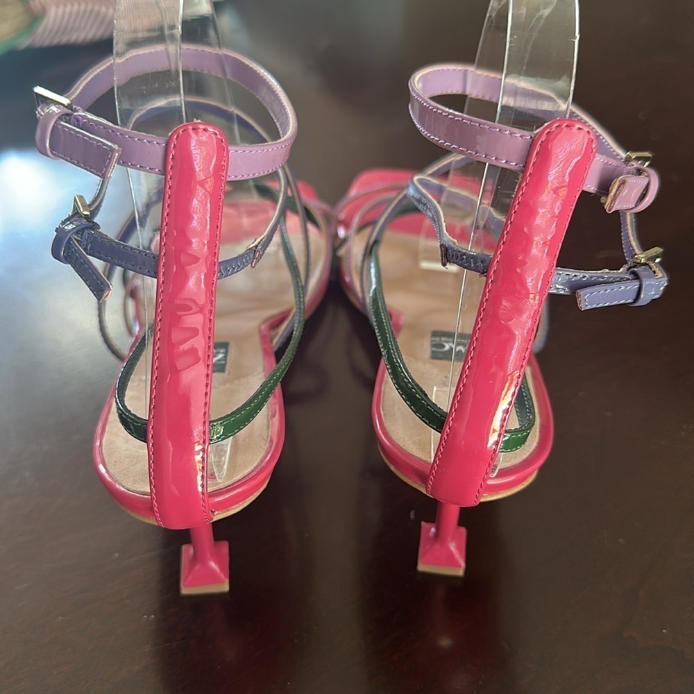 ZAC ZAC POSEN Womens Angie Square Toe Sculpted Heel Patent Leather Sandals Sz 9M - Picture 5 of 10